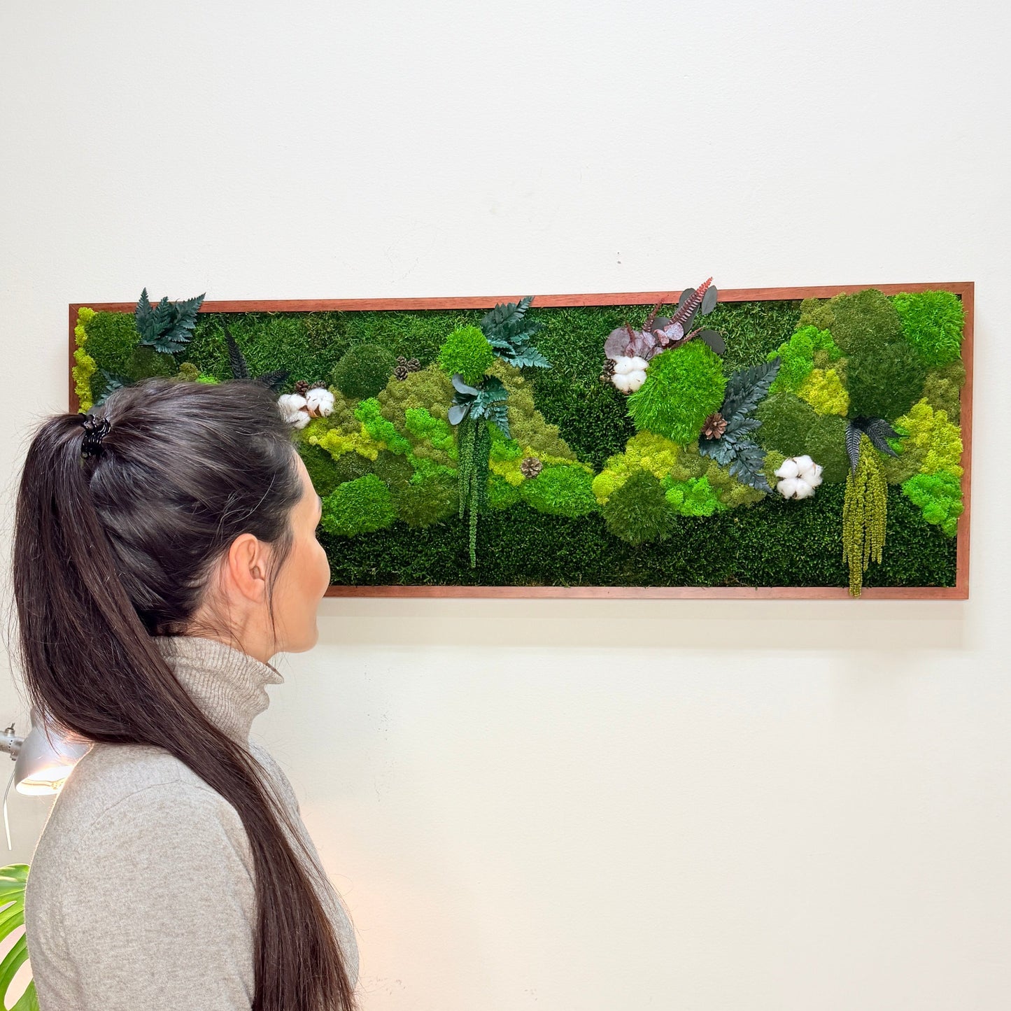 quadro musgo e plantas preservadas