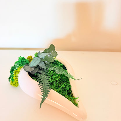Mini Jardim Preservado em Cerâmica — Íman e Decoração de Mesa 'em forma de gota'