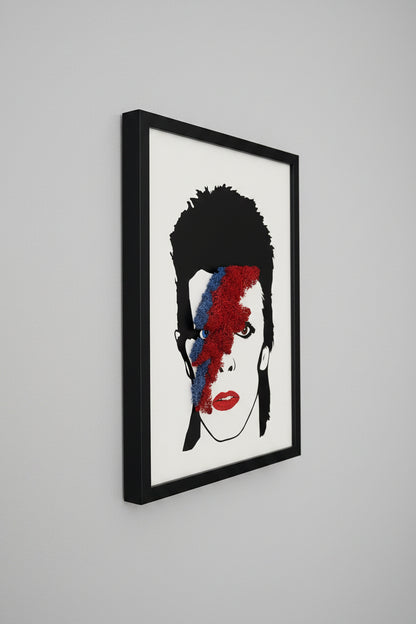 Quadro David Bowie com Musgo Preservado 40x30cm | Arte Tridimensional