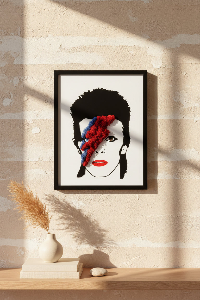 Quadro David Bowie com Musgo Preservado 40x30cm | Arte Tridimensional