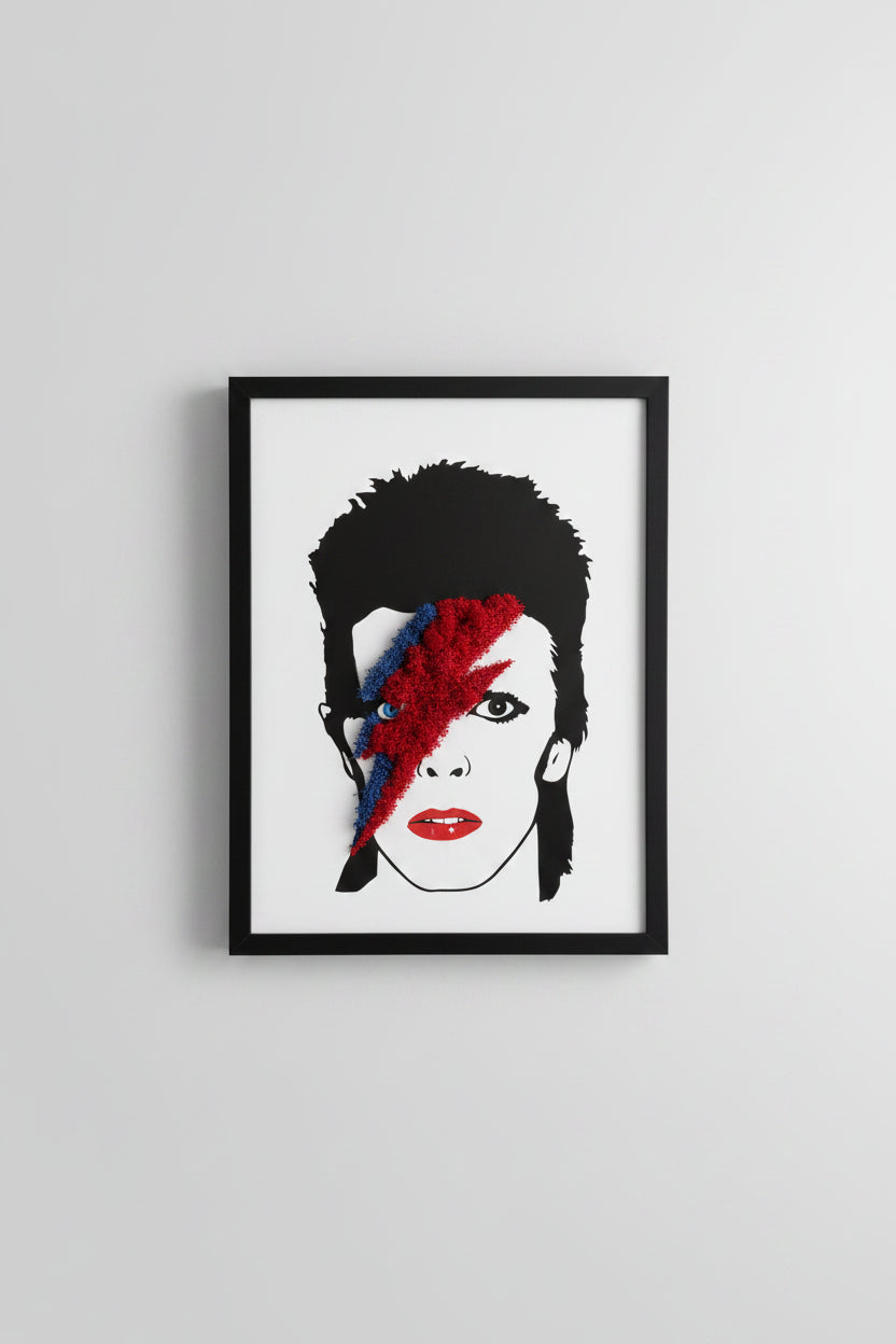 Quadro David Bowie com Musgo Preservado 40x30cm | Arte Tridimensional
