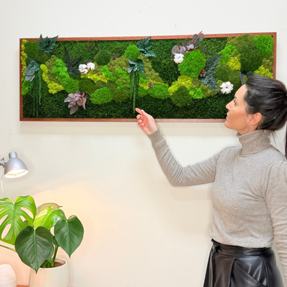 Frames / panels / vertical gardens and coverings with moss and preserved plants