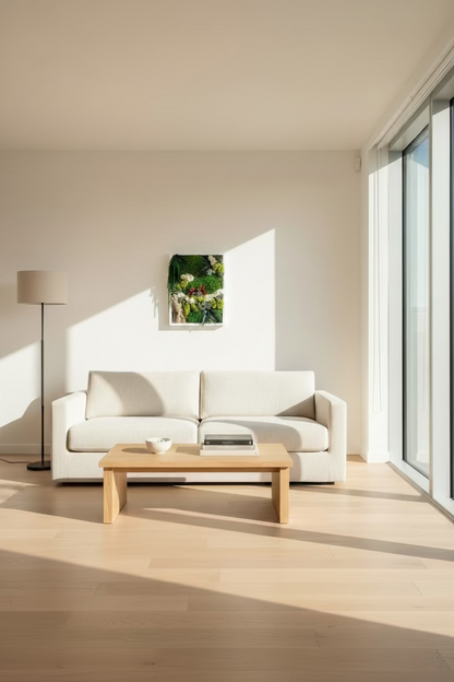 moldura com musgo e plantas preservadas