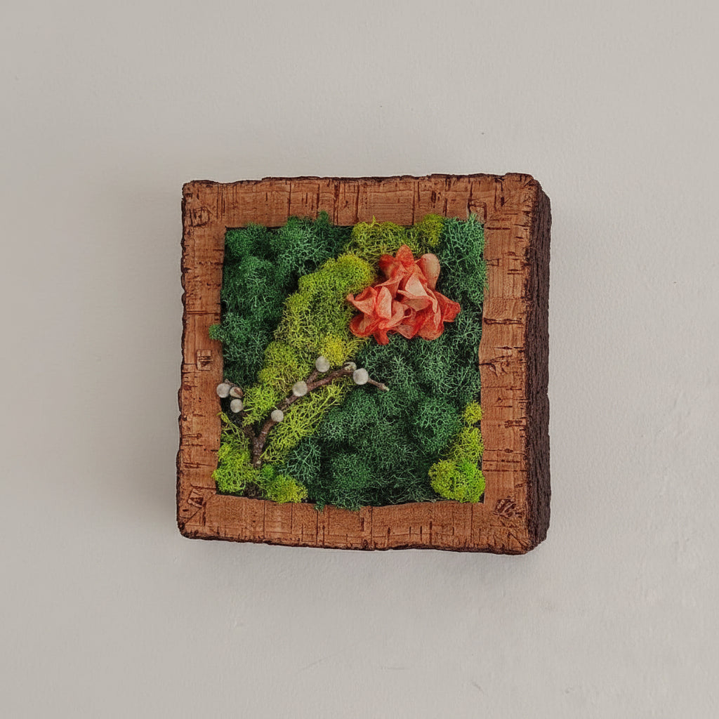 Moldura de cortiça com musgo preservado